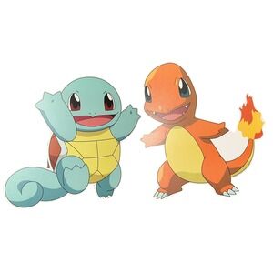 Pokemon Charmander and Squitle MDF Wooden Hanging Wall Art Set of (2)